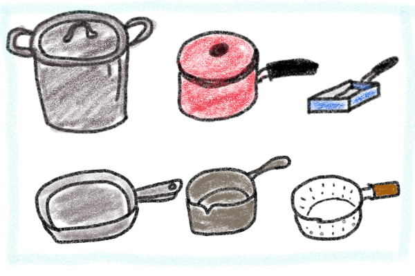 色々な種類の鍋とフライパン